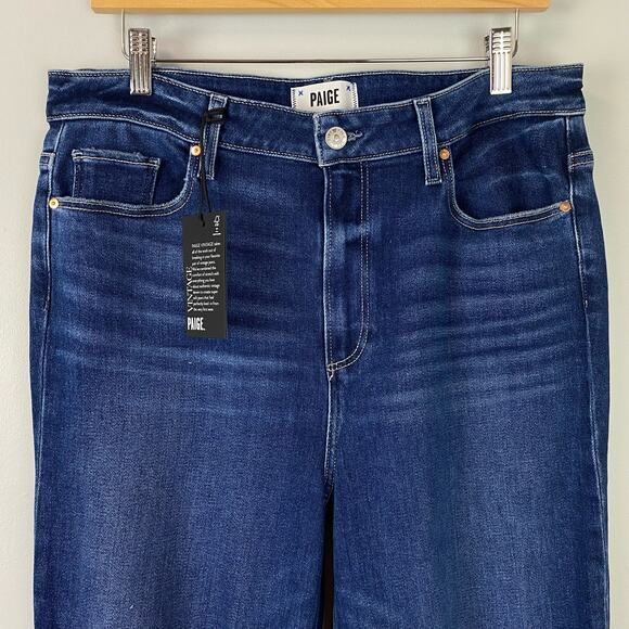 PAIGE Stella High Rise Modern Straight Leg Jeans Soleil Destructed Sz 32/14 $239 - Picture 9 of 15